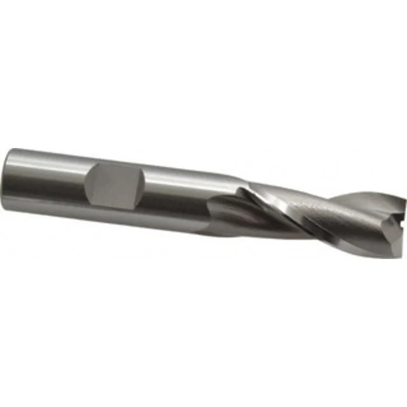 OSG 13mm, 1-1/8 LOC, 1/2 Shank Diam, 3-1/8 OAL, 2 Flute, Cobalt Square End Mill Single End, Uncoated, Spiral Flute, 3...